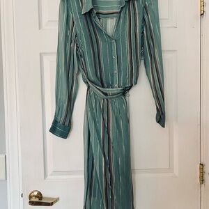 Striped Teal Shirt Dress